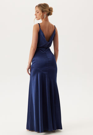 Satin Cowl Neck Maxi Dress