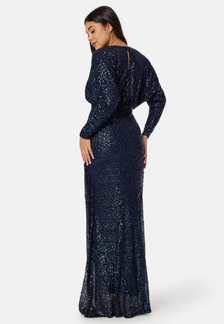 Sequin Deep V Maxi Dress