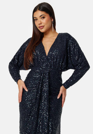 Sequin Deep V Maxi Dress