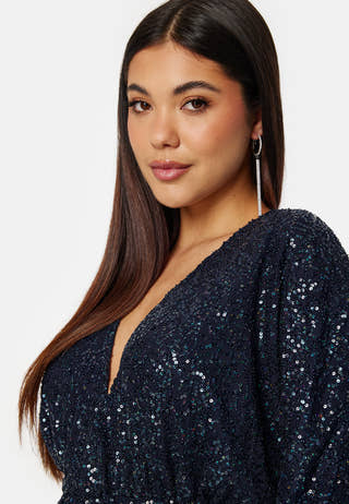 Sequin Deep V Maxi Dress