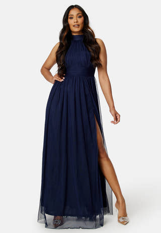 Tie Neck Maxi Dress With Split