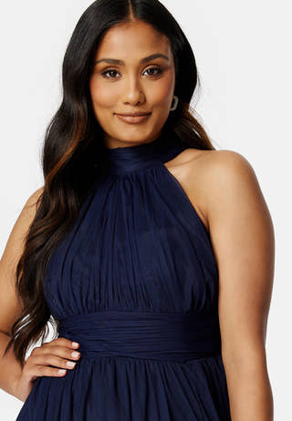Tie Neck Maxi Dress With Split