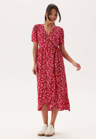 Evie Puff Sleeve Midi Wrap Dress