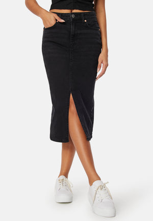 Denim Midi Slit Skirt