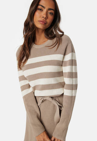 Striped O-neck  Knitted Dress