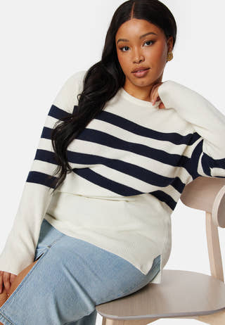 Striped O-neck  Knitted Sweater