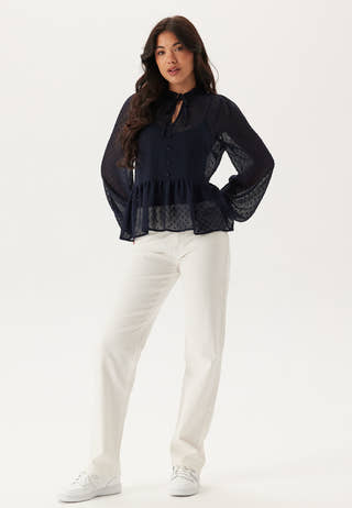 Peplum Dobby Dot Blouse