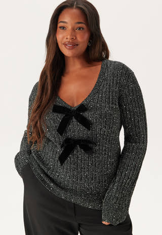 Sparkling Knitted Bow Sweater
