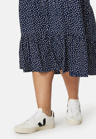 Puff Sleeve Viscose Midi Dress