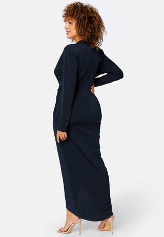 Long Sleeve Rouch Curve Dress