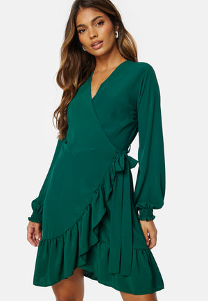 Frilly Wrap Mini Dress