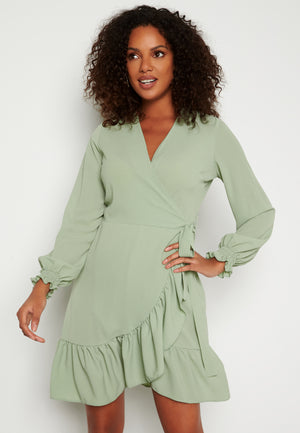 Frilly Wrap Mini Dress