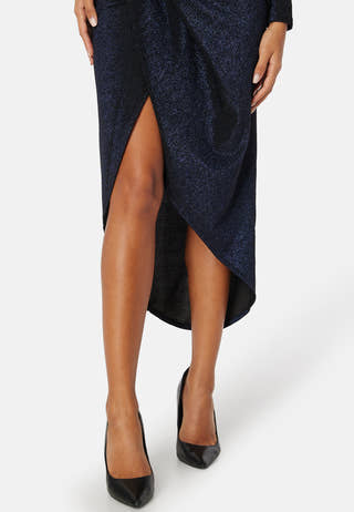 Glitter Long Sleeve Rouch Dress