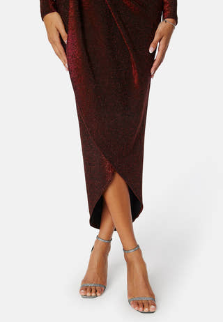 Glitter Long Sleeve Rouch Dress