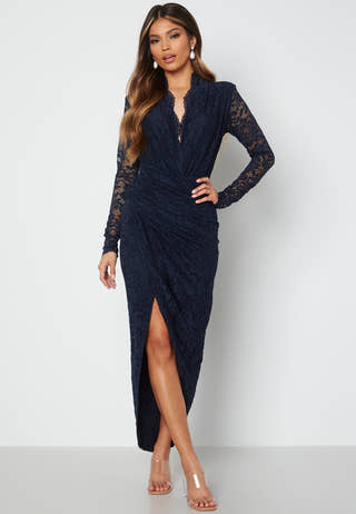 Lace Long Sleeve Rouch Dress