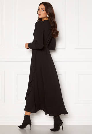 Long Sleeve Wrap Frill Maxi Dress