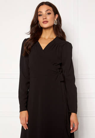 Long Sleeve Wrap Frill Maxi Dress