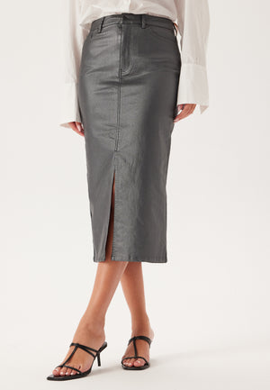 Objnaya Coated Mid Waist Skirt