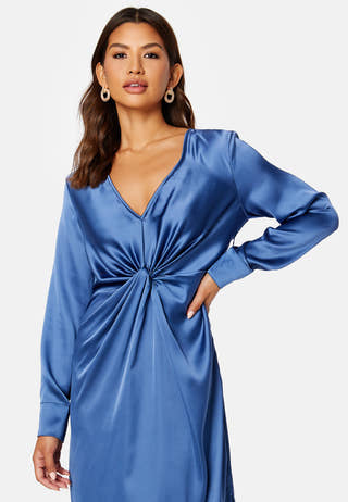 Sateen L/S Knot Dress