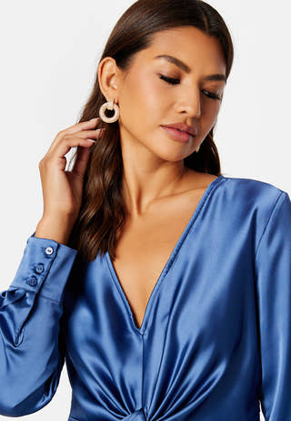 Sateen L/S Knot Dress