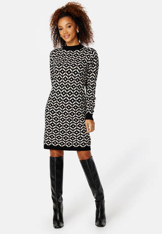 Thess L/S jaquard knit dress