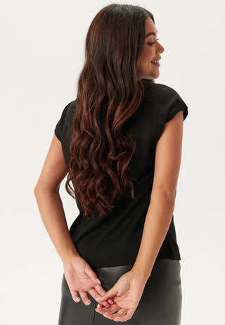 Onlsilvery S/S V Neck Lurex Top