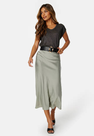 Onlsilvery S/S V Neck Lurex Top