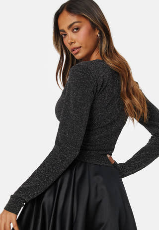 Lina LS Cropped V-Neck Top