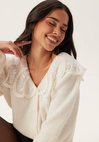 Pcabby Ls Lace Collar Knit Car