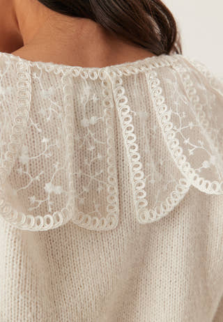 Pcabby Ls Lace Collar Knit Car