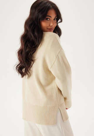 Pcava Ls O-neck Slit Knit