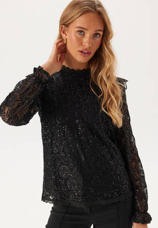 Pcolline Ls Lace Sequins Top