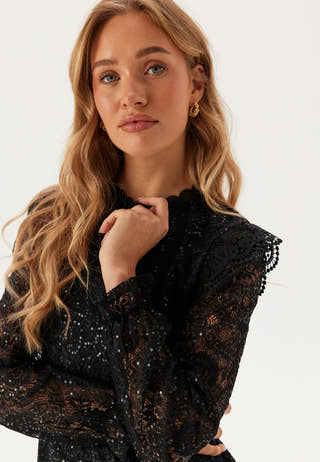 Pcolline Ls Lace Sequins Top