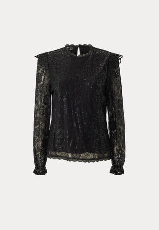 Pcolline Ls Lace Sequins Top