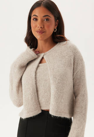 Pcruno Sl O-neck Crop Knit Top