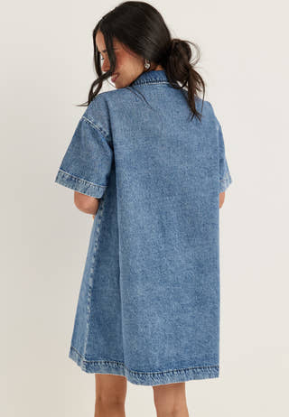Pcsky Ss A-shape Denim Dress NOOS