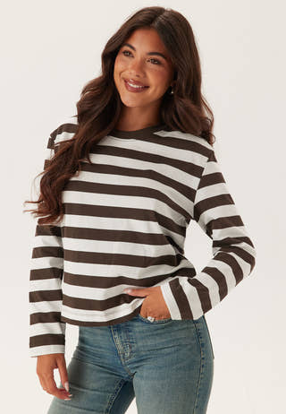 Slfessential Ls Striped Boxy T