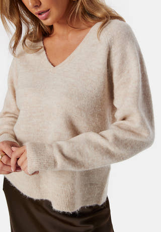 Slflulu New Ls Knit V-neck B