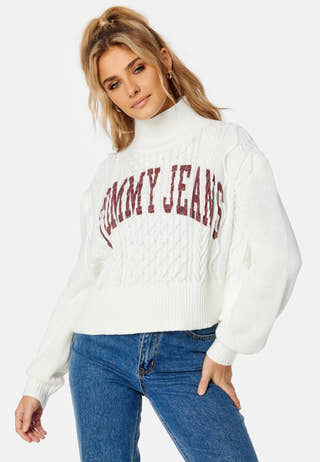Crop College Cable Sweater