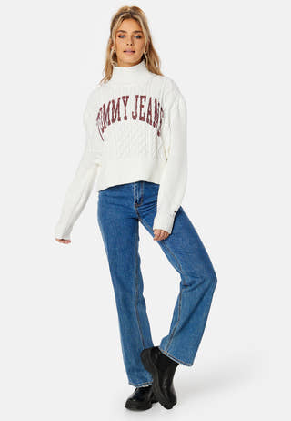 Crop College Cable Sweater