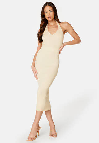 Felicia SL Calf Halterneck Knit Dress