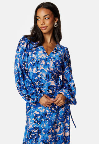 Elena Ira V-Neck 3/4 Midi Wrap Dress