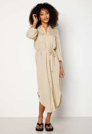 Embrace 3/4 Puff Sleeve Midi Dress