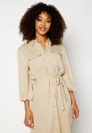 Embrace 3/4 Puff Sleeve Midi Dress