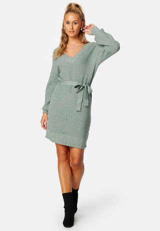 Ril V-Neck L/S Belt Knit Dress