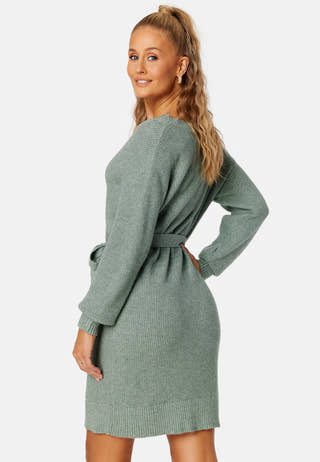 Ril V-Neck L/S Belt Knit Dress