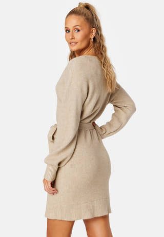 Ril V-Neck L/S Belt Knit Dress
