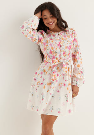 Vielma O-neck L/S SHORT DRESS
