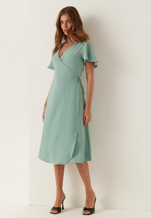 Vilovie S/S Wrap Midi Dress