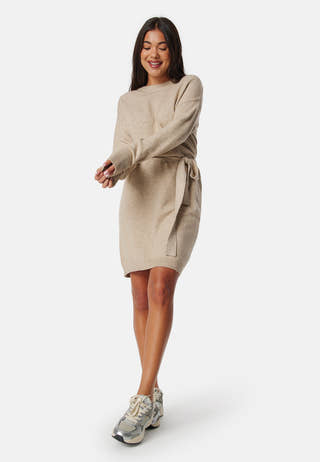 Viril O-neck L/S BELT KNIT DRESS
